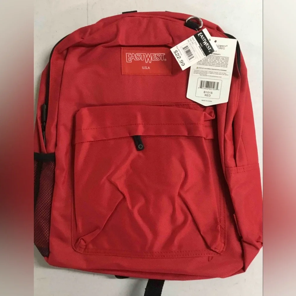 EASTWEST Red simple student school backpack NWT